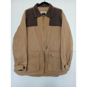 VTG Duxbak Full Zip Corduroy Long Sleeve Hunting Jacket w/ Pockets Mens L Khaki